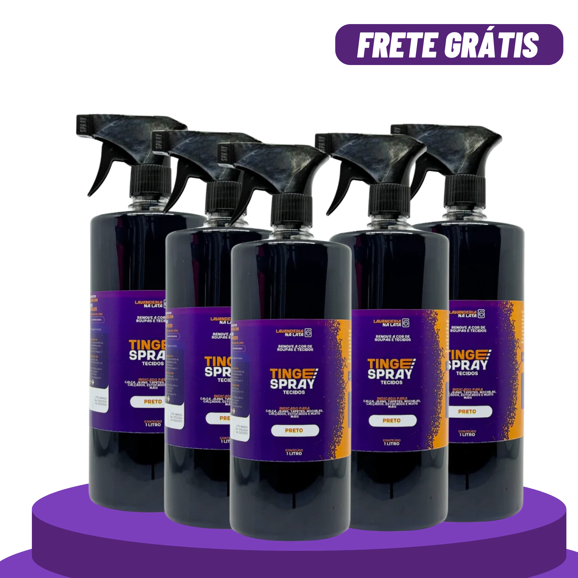Kit 5L Tinta de Tecidos Roupas Estofados Sofás Tingespray