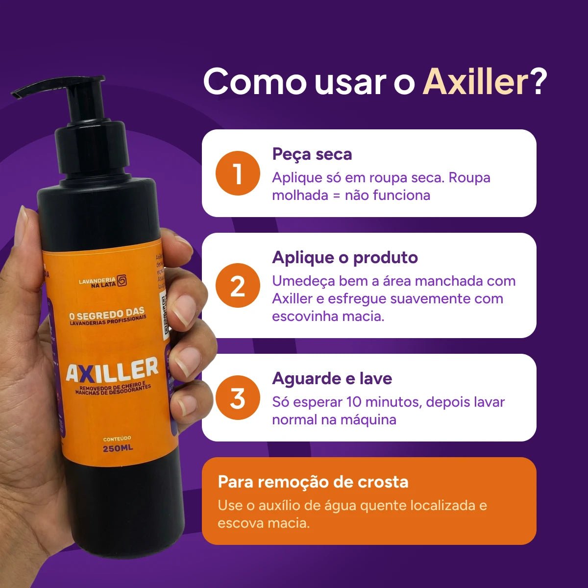 Axiller - Removedor de Odores e Manchas de Desodorante - 250ml - Lavanderia Na Lata