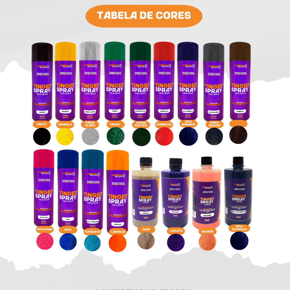 Kit 3 Tinta de Tecidos Roupas Estofados Carpetes - Tingespray 300ml - Lavanderia Na Lata