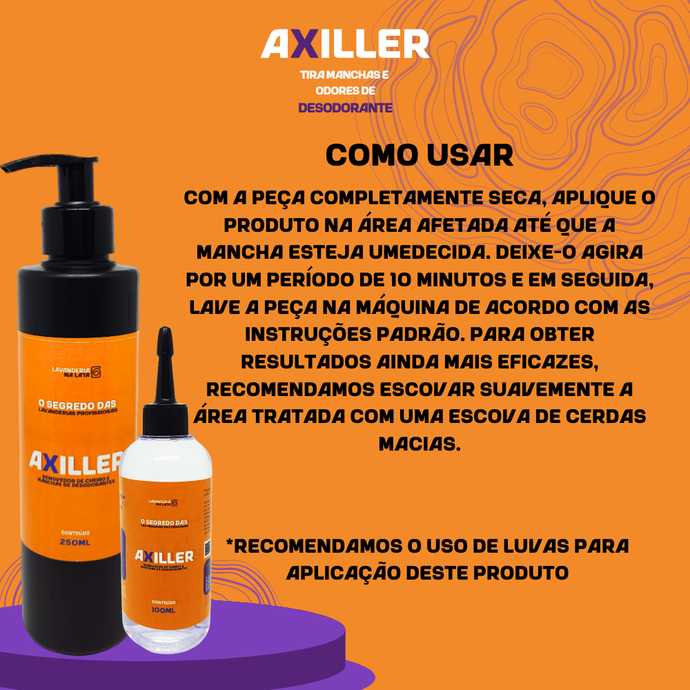 Kit 5 Axiller - Removedor de Odores e Manchas de Desodorante - 100ml - Lavanderia Na Lata