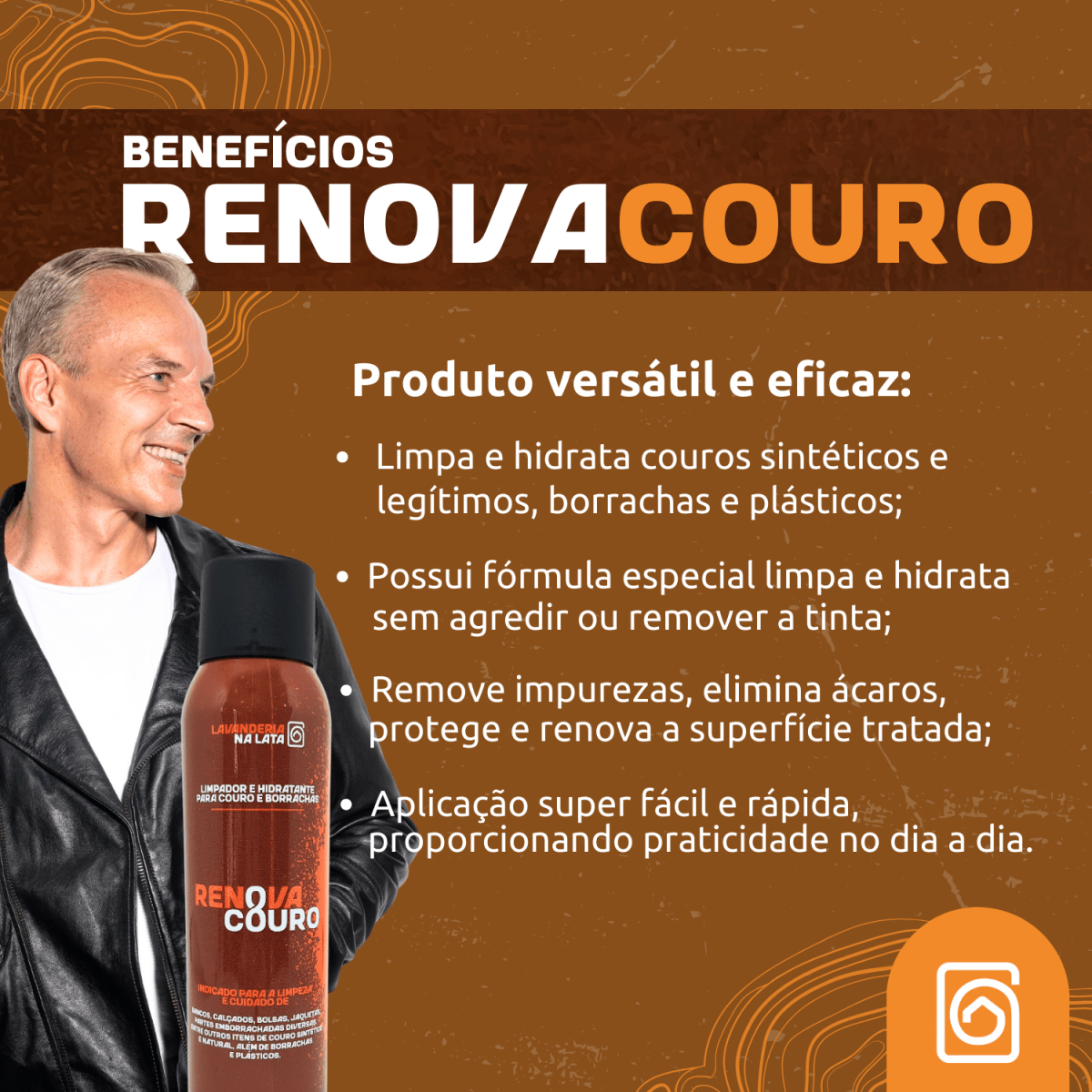 RenovaCouro 190ml - Limpador e Hidratante para Couro e Borrachas - Lavanderia Na Lata