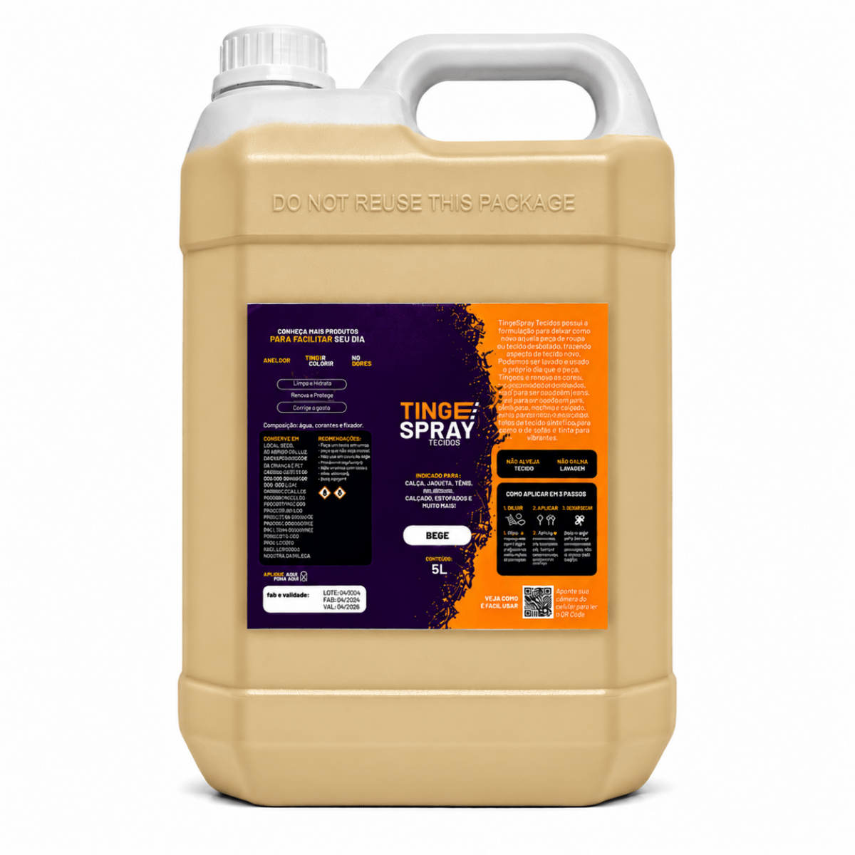 Tinta de Tecidos Roupas Estofados Carpetes Galão 5L - Lavanderia Na Lata