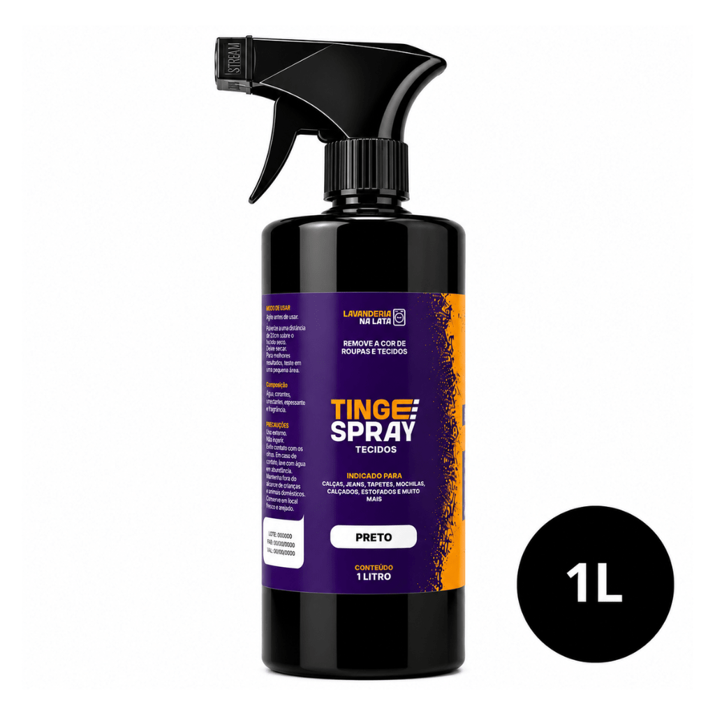 Tinta de Tecidos Roupas Estofados Carpetes - Tingespray Refil 1L - Lavanderia Na Lata
